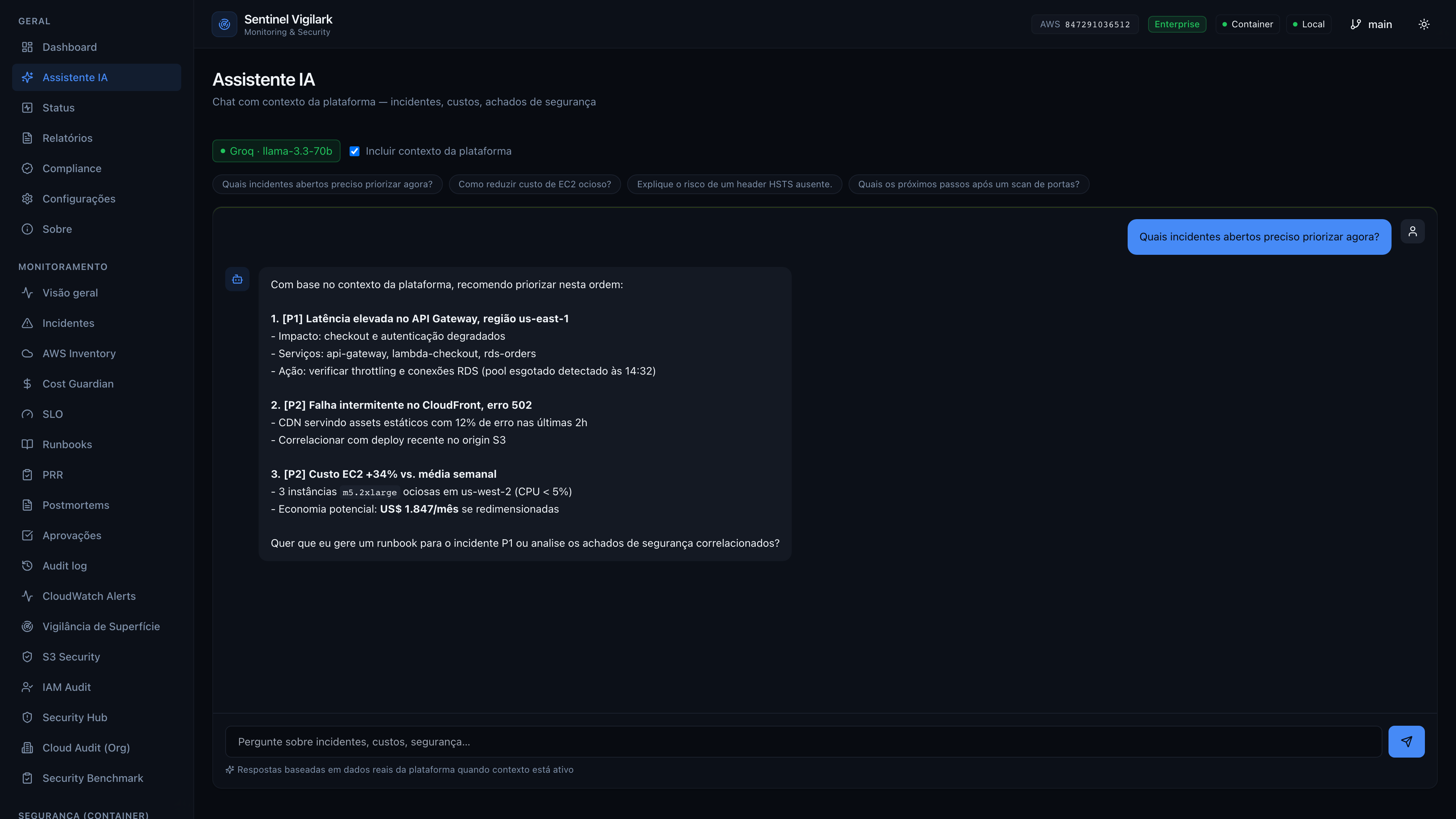 Sentinel Vigilark — Assistente IA
